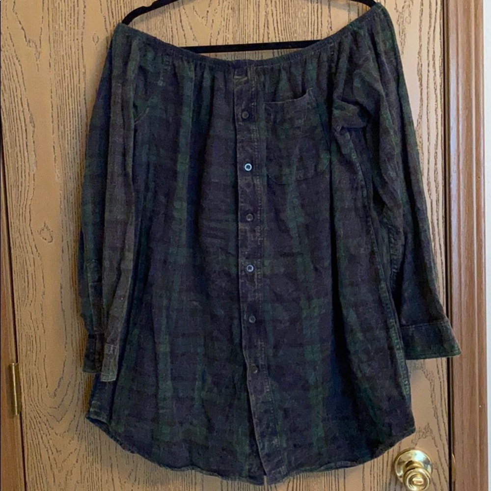 Off the Shoulder Flannel Dress